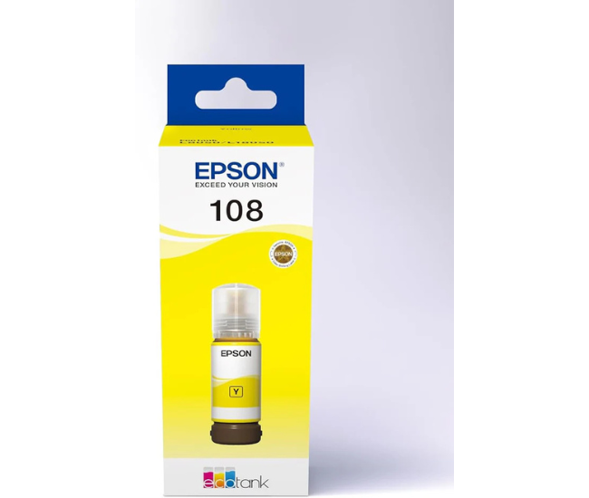Epson 108 Yellow Ink Bottle 70ml for L Series - C13T09C44A